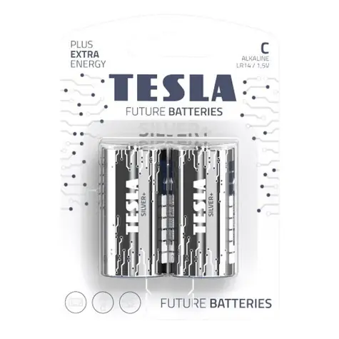 TESLA SILVER+ alkalická baterie C 2ks / LR14 / malý monočlánek / blister            
