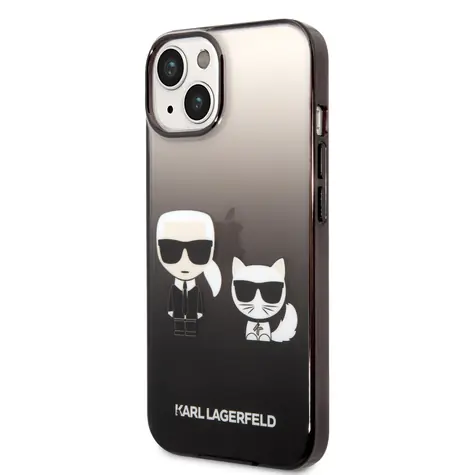 Karl Lagerfeld Gradient Karl and Choupette Zadní Kryt pro Apple iPhone 14 černá / doprodej