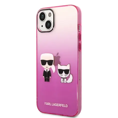 Karl Lagerfeld Gradient Karl and Choupette Zadní Kryt pro Apple iPhone 14 Plus růžová