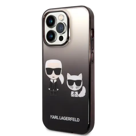 Karl Lagerfeld Gradient Karl and Choupette Zadní Kryt pro Apple iPhone 14 Pro černá