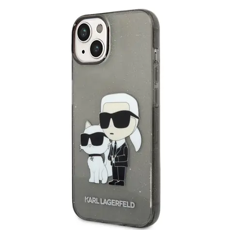 Karl Lagerfeld IML Glitter Karl and Choupette NFT Zadní Kryt pro Apple iPhone 14 Plus černá