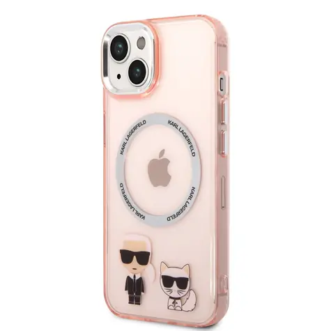 Karl Lagerfeld MagSafe Kompatibilní Kryt Karl and Choupette pro Apple iPhone 14 Plus růžová