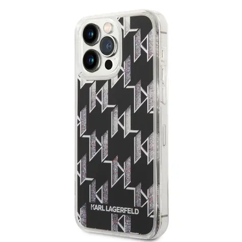 Karl Lagerfeld Monogram Liquid Glitter Zadní Kryt pro Apple iPhone 14 Pro Max černá