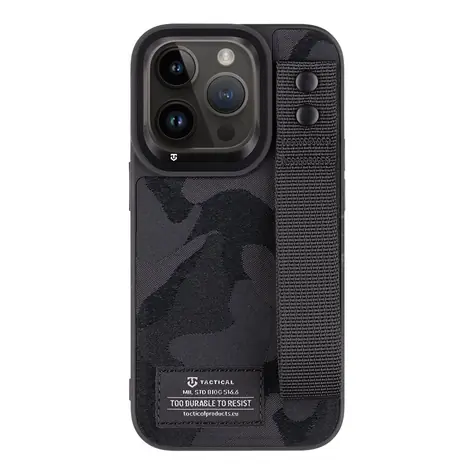 Tactical Camo Troop Drag Strap Kryt pro Apple iPhone 14 Pro černá / doprodej