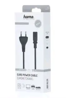 Hama 200733 kabel síťový napájecí euro vidlice černá / 2.5m