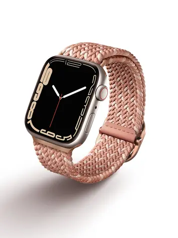 Uniq Aspen Designer Edition Braided řemínek pro Apple Watch 41 & 40 & 38mm - CITRUS PINK (růžová)