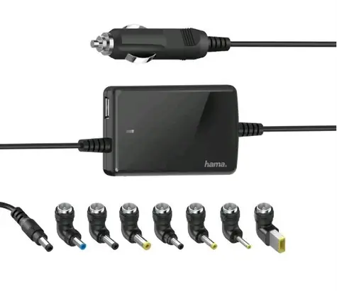 Hama 200008 univerzální napájecí adaptér pro notebook do auta 70W ( 15-19V) 8 koncovek