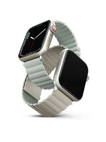 Uniq REVIX Reversible Magnetic řemínek pro Apple Watch 41 & 40 & 38mm - SAGE (šedozeleno-béžová)