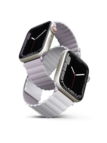 Uniq REVIX Reversible Magnetic řemínek pro Apple Watch 45 & 44 & 42mm - LILAC (fialovo-bílá)