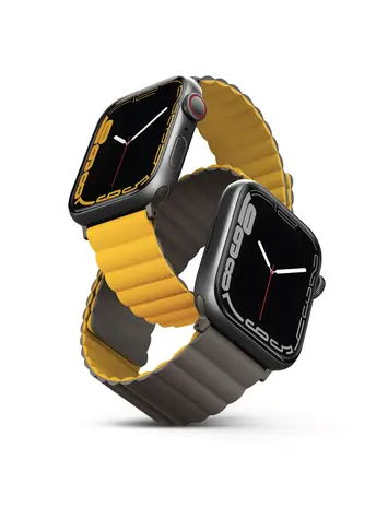 Uniq REVIX Reversible Magnetic řemínek pro Apple Watch 45 & 44 & 42mm - MUSTARD (hořčicovo-khaki)