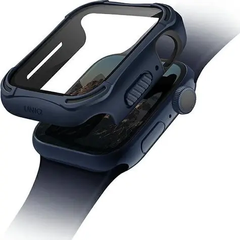 Uniq Torres antimikrobiální ochranné pouzdro s 9H tvrzeným sklem pro Apple Watch 40mm - NAUTICAL BLUE (modrá)
