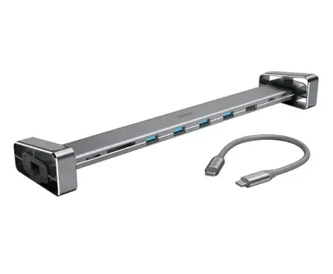 Hama 200103 Connect2Office Basic šedá / USB-C dokovací stanice / HDMI / RJ45 / MicroSD/HC/XC / USB-C / 4xUSB-A