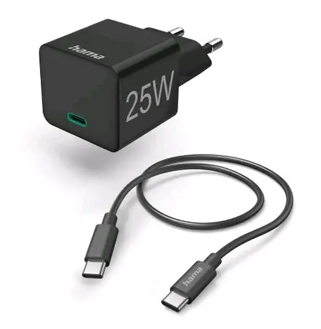 Hama 201623 rychlá USB-C nabíječka 1.5m černá / PD / 25W / kabel USB-C 