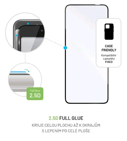 FIXED Ochranné tvrzené sklo Full-Cover pro Motorola Moto E22s černá / lepení přes celý displej