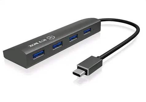 Icy Box IB-AC6405-C šedá / USB Hub / 4x USB-A 3.0 