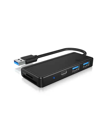 Icy Box IB-HUB1423CR-U3 černá / USB HUB / 2x USB 3.0 / 1x USB-C / microSD / SD