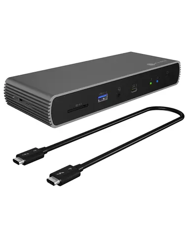 Icy Box IB-DK8801-TB4 šedo-černá / Dokovací stanice / 4x USB-A / 2x USB-C / HDMI / SD / RJ45 / 3.5 mm jack