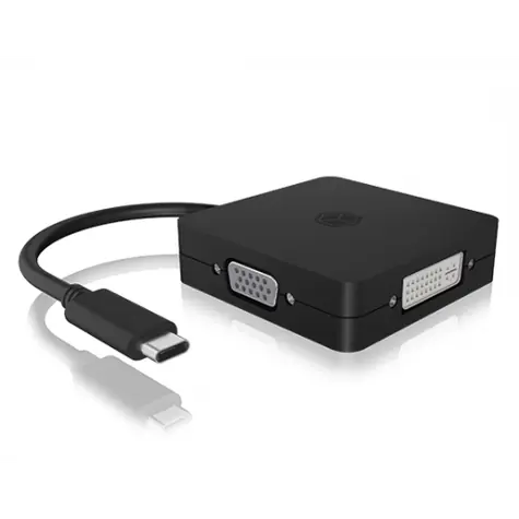 Icy Box IB-DK1104-C černá / USB 3.0 C replikátor / VGA / DVI / HDMI / DisplayPort 