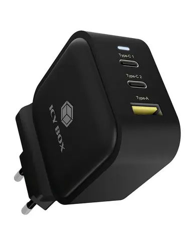 Icy Box IB-PS103-PD černá / USB nabíječka / 1x USB-A / 2x USB-C 