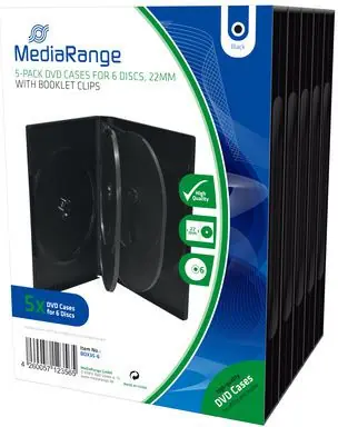 MediaRange BOX35-6 DVD obal pro 6 disků černá / 33mm / 5ks 