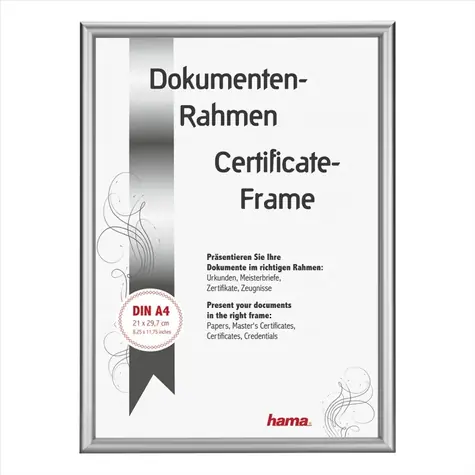 Hama DETROIT rámeček hliníkový 21x29.7 cm (formát A4) stříbrná / plastové sklo