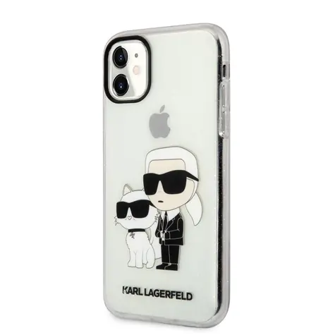 Karl Lagerfeld IML Glitter Karl and Choupette NFT Zadní Kryt pro Apple iPhone 11 transparentní