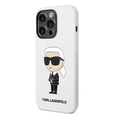 Karl Lagerfeld Liquid Silicone Ikonik NFT Zadní Kryt pro Apple iPhone 14 Pro Max bílá