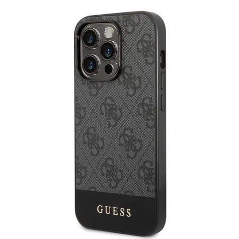 GUESS 4G Stripe Zadní Kryt pro Apple iPhone 14 Pro Max šedá