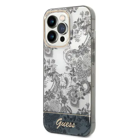GUESS PC/TPU Toile De Jouy Zadní Kryt pro Apple iPhone 14 Pro šedá