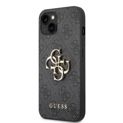 GUESS PU 4G Metal Logo Zadní Kryt pro Apple iPhone 14 šedá
