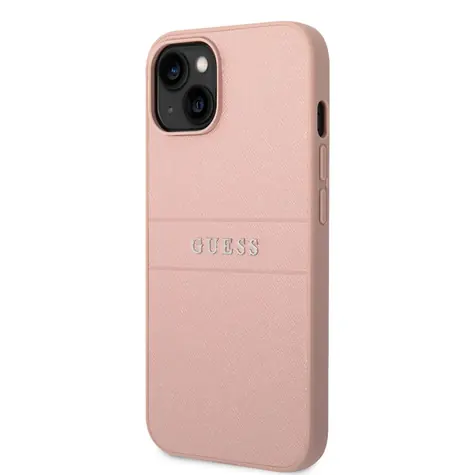GUESS PU Leather Saffiano Zadní Kryt pro Apple iPhone 14 Plus růžová