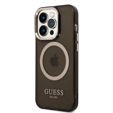 GUESS Translucent MagSafe Kompatibilní Zadní Kryt pro Apple iPhone 14 Pro černá