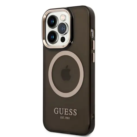 GUESS Translucent MagSafe Kompatibilní Zadní Kryt pro Apple iPhone 14 Pro Max černá