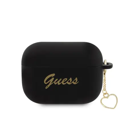 GUESS 4G Charms Heart Silikonové Pouzdro pro Apple Airpods Pro 2 černá