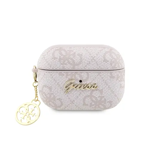 GUESS 4G Script Heart PC/PU Pouzdro pro Apple Airpods Pro 2 růžová