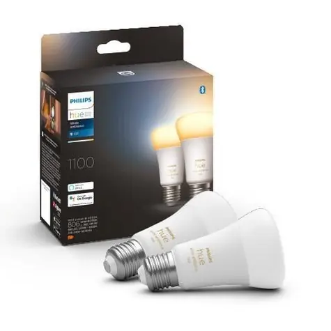 Philips Hue LED žárovka E27 8W bílá / chytrá LED žárovka / 1100 lm / 2200-6500 K / stmívatelná / 2ks