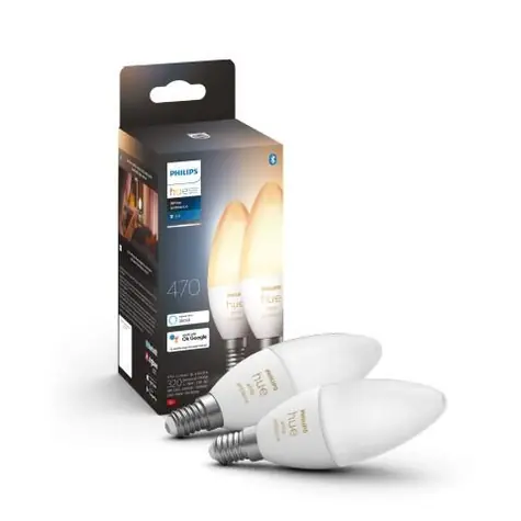 Philips Hue LED žárovka E14 7W bílá / chytrá LED žárovka / 470 lm / 2200-6500 K / stmívatelná / 2ks
