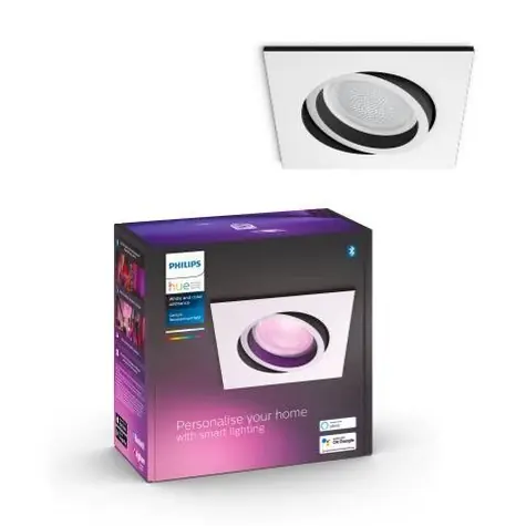 Philips Hue WACA Centura zápustné LED svítidlo hranaté GU10 1x5.7W bílá / 350lm / 2000-6500K / RGB / IP20 