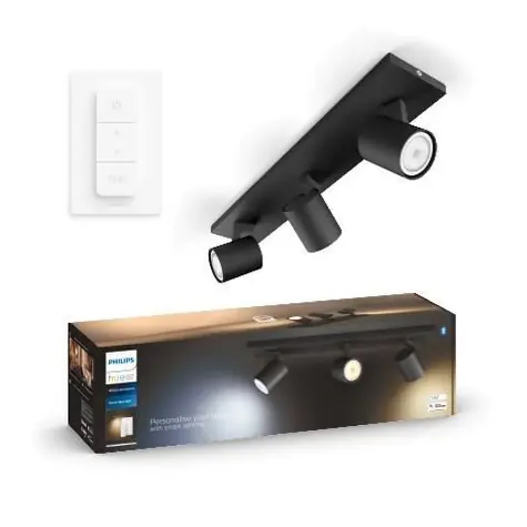 Philips Hue WA Runner bodové LED svítidlo 3x GU10 5W černá / 350lm / 2200-6500K / IP20 / ovladač