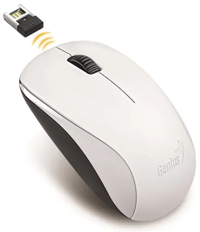 Genius NX-7000 bílá / Kancelářská myš / BlueTrack senzor / USB / Symetrické / 1200 Dpi / Bezdrátová