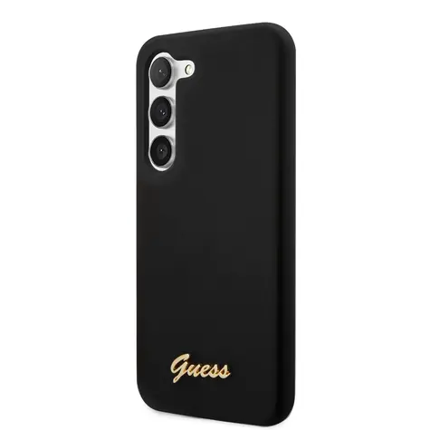 GUESS Liquid Silicone Metal Logo Zadní Kryt pro Samsung Galaxy S23 černá