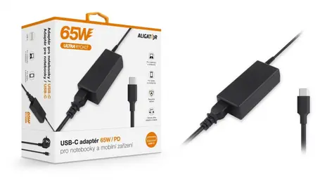 Aligator nabíječka USB-C pro notebooky (CHNT001) černá / USB-C / 65W 