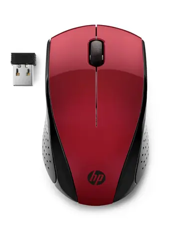 HP 220 červená  / bezdrátová myš / optická / 1600 dpi / USB