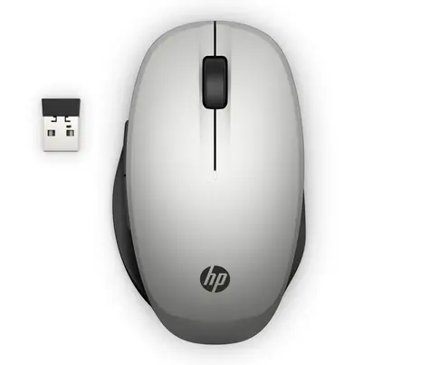 HP 300 stříbrná / bezdrátová myš / optická / až 3600 dpi / USB/Bluetooth