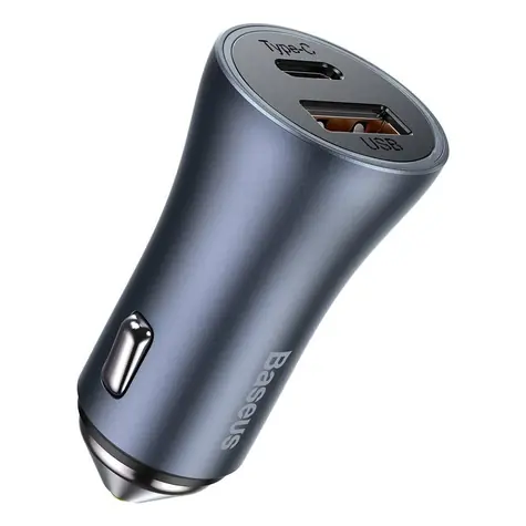 Baseus CCJD-0G Rychlonabíječka do auta Golden Contractor Pro Dual šedá / USB+USB-C / 40W 