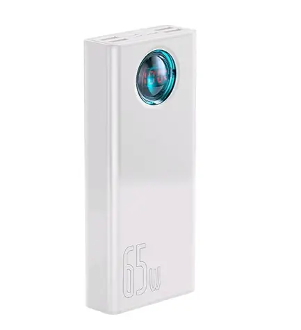 Baseus Amblight QC PowerBank 30000 mAh bílá / 65W / USB-C / + USB-C 100W kabel  