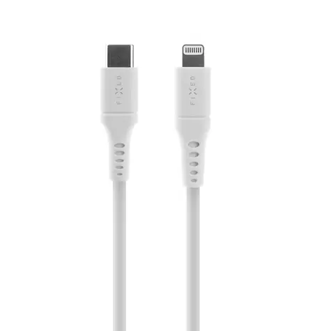 FIXED Liquid silicone Dlouhý Nabíjecí a datový kabel s konektory USB-C/Lightning a podporou PD 2m bílá / MFI 