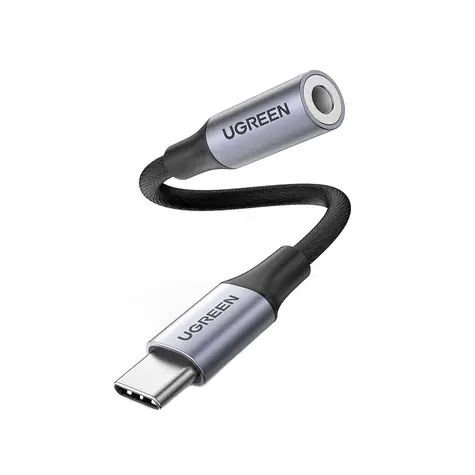 Ugreen adaptér USB-C - jack (M/F) černá / 10 cm / opletený kabel