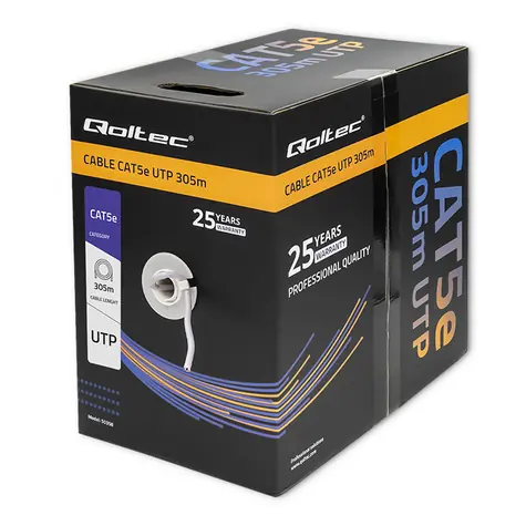 Qoltec 50358 UTP kabel 305m šedá / Cat5E / PVC