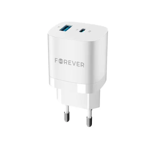 Forever TC-05 PD+USB GaN 33W Rychlonabíječka do sítě bílá / USB-A & USB-C